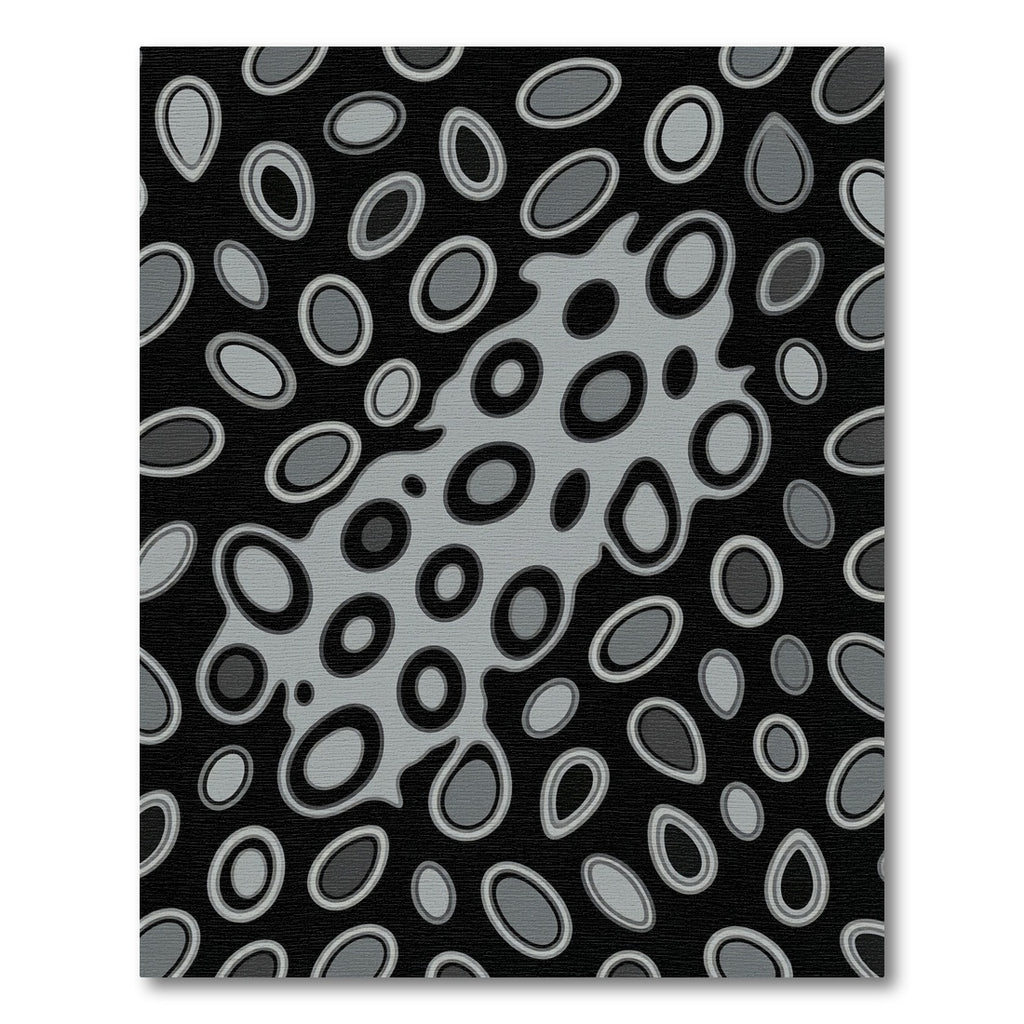 Modern Gray Abstract Organic Cell Rug