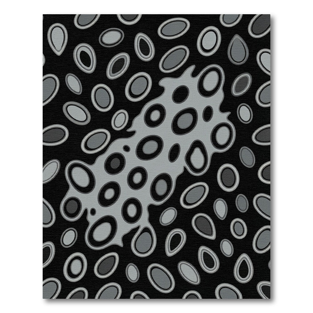 Modern Gray Abstract Organic Cell Rug