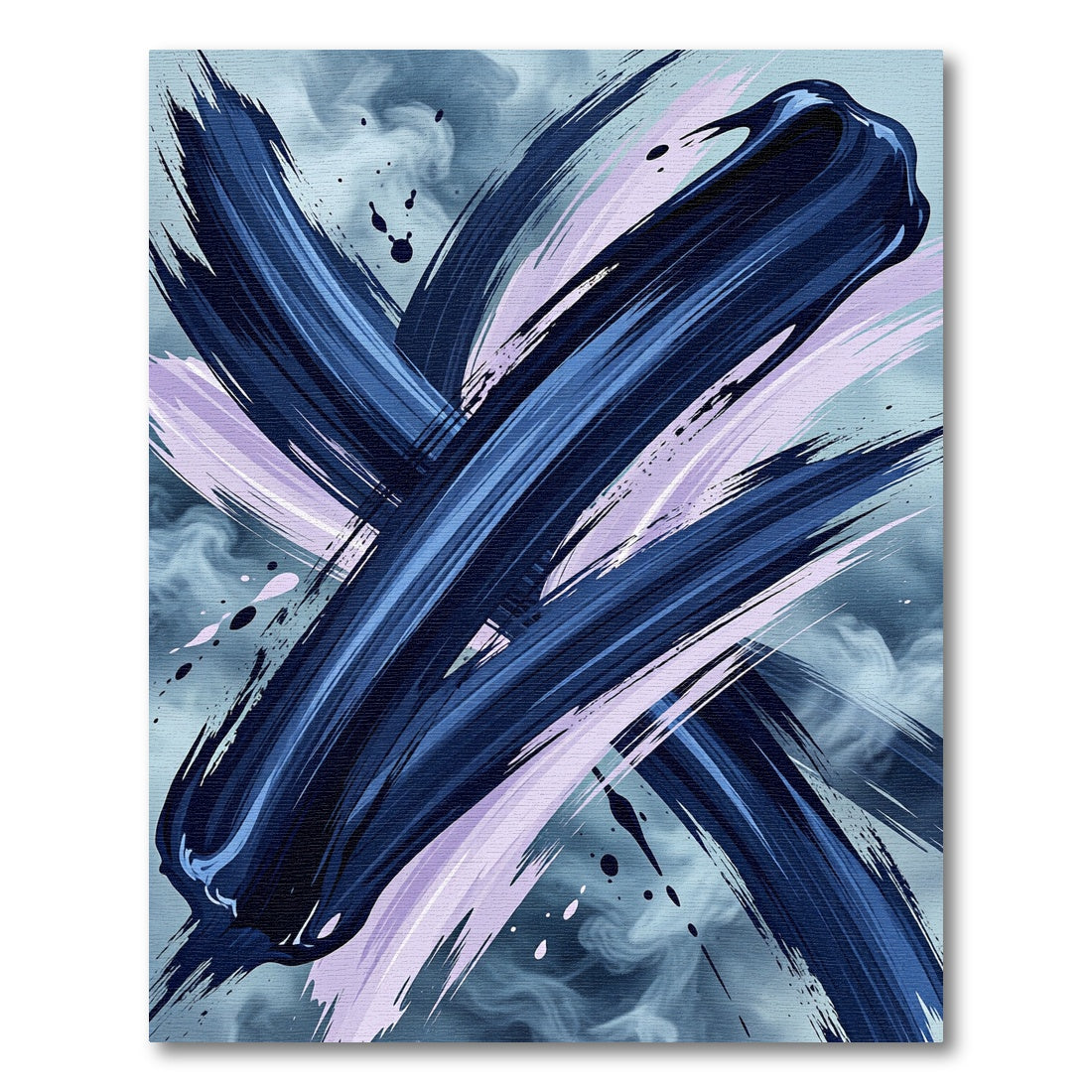Abstract Navy and Lavender Sweep Rug