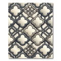 Cream and Slate Quatrefoil Interlocking Tile Rug