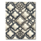 Cream and Slate Quatrefoil Interlocking Tile Rug