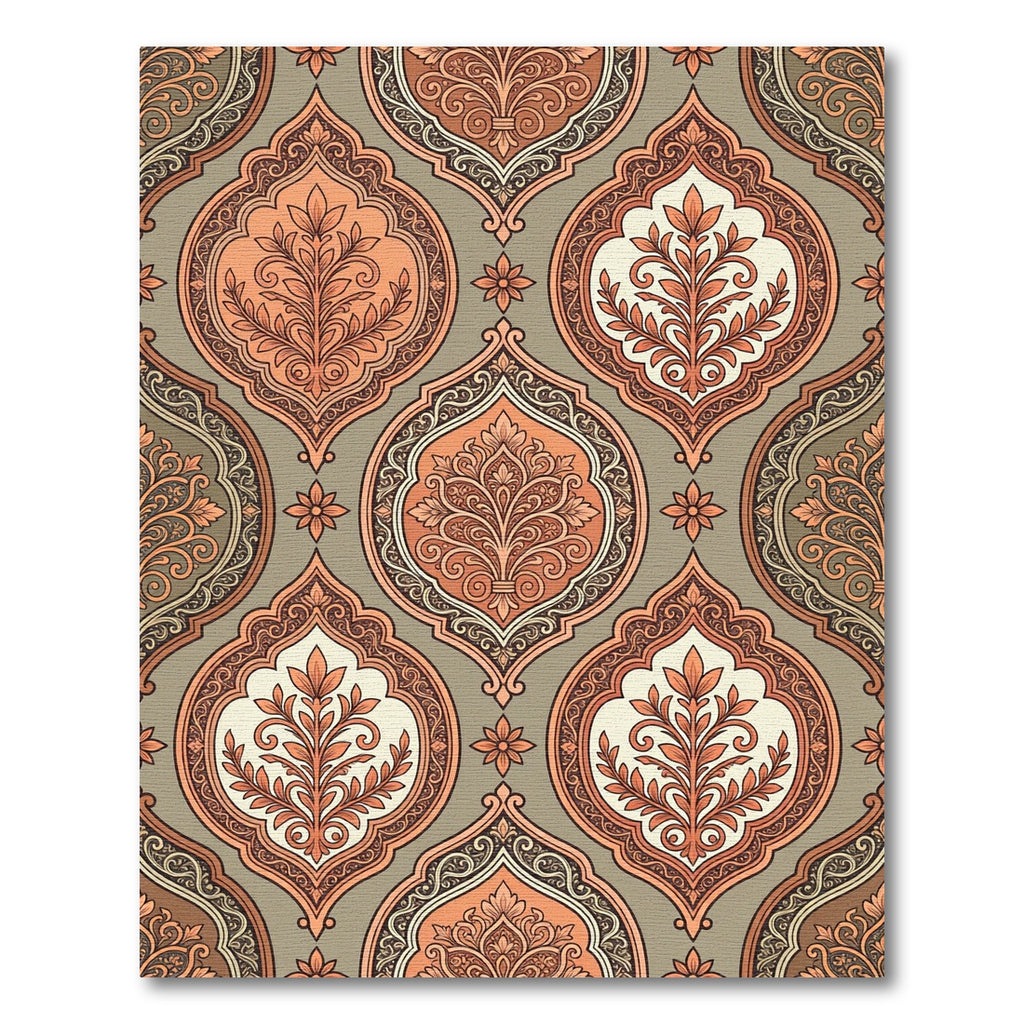 Vintage Peach Oval Floral Medallion Rug