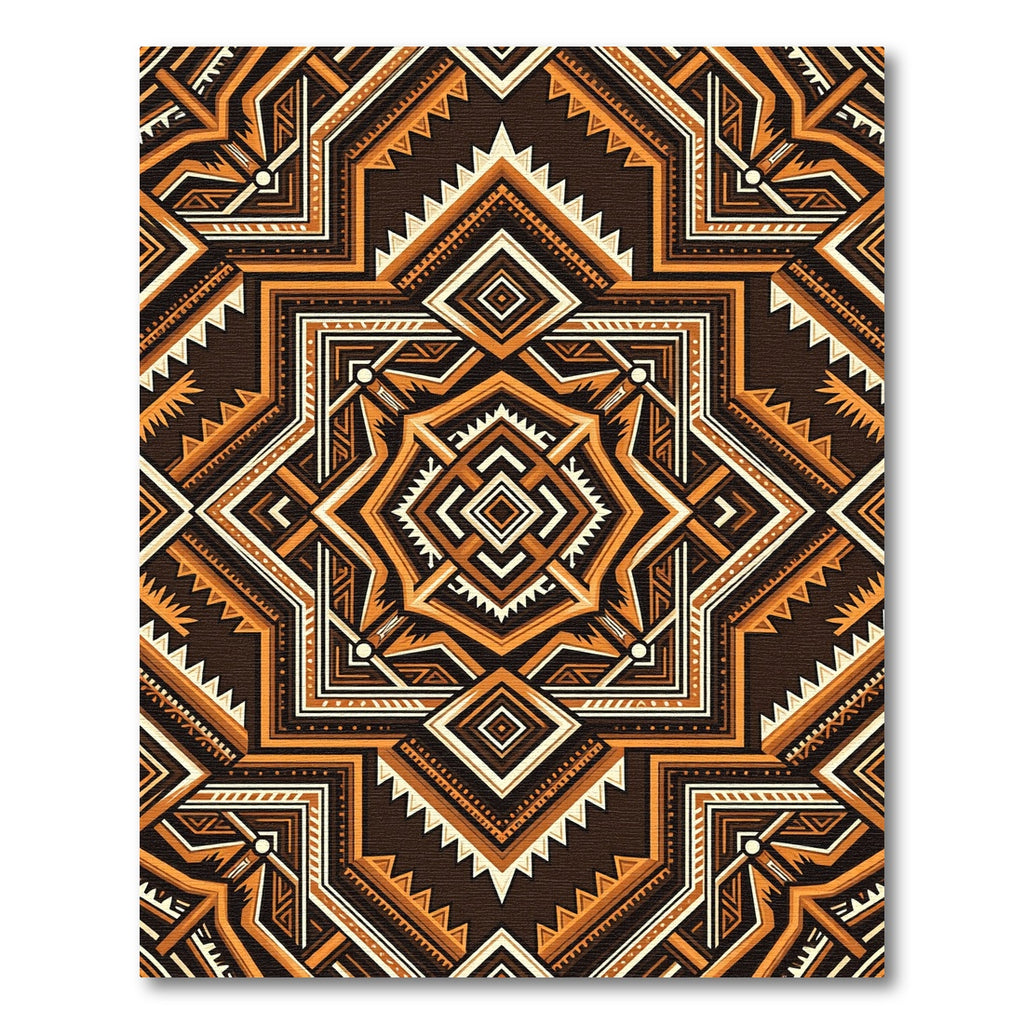 Bold Earthy Geometric Aztec Medallion Rug