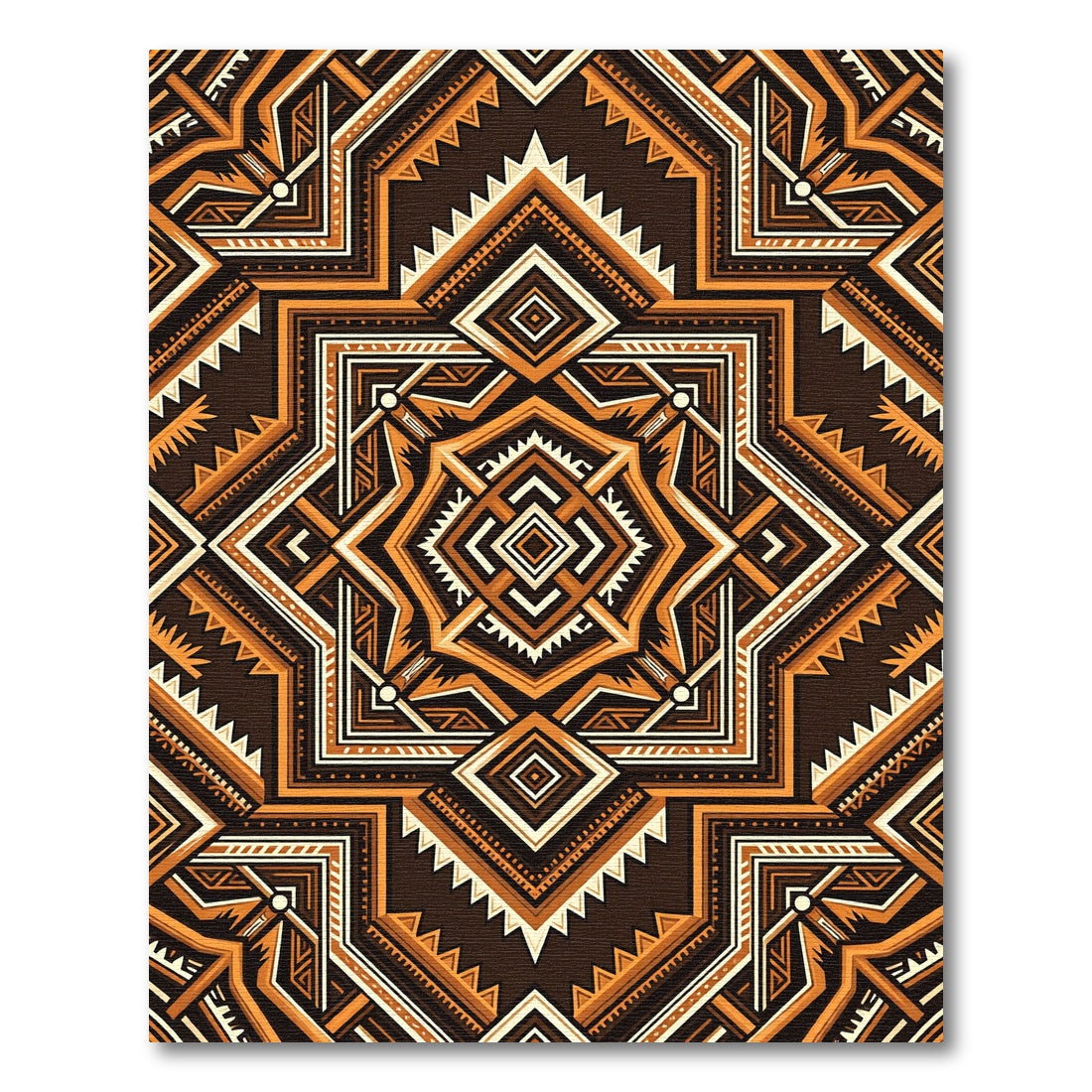Bold Earthy Geometric Aztec Medallion Rug