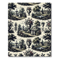 Classic Garden Couple Fountains Willow Trees Rug