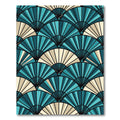 Teal And Cream Fan Geometric Overlap Rug