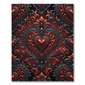 Ornate Red Black Heart Damask Rug