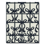 Elegant Black Bows and Tassels Grid Rug