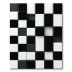 Monochrome 3D Checkered Composition Rug