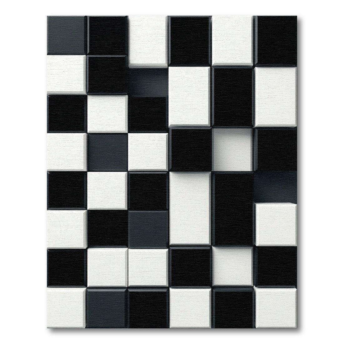 Monochrome 3D Checkered Composition Rug