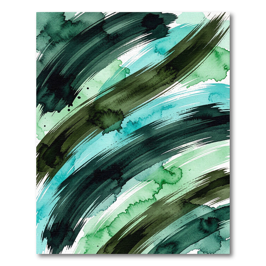 Emerald Green Abstract Watercolor Brushstroke Rug