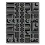 Tribal Black Comb Moon Village Repeat Rug