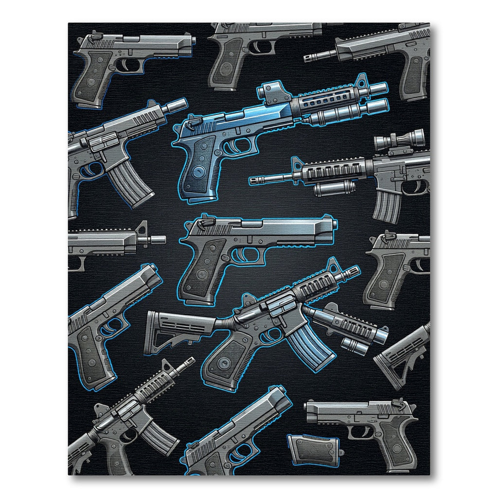 Edgy Tactical Firearm Graphic Arrangement Rug