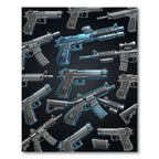Edgy Tactical Firearm Graphic Arrangement Rug