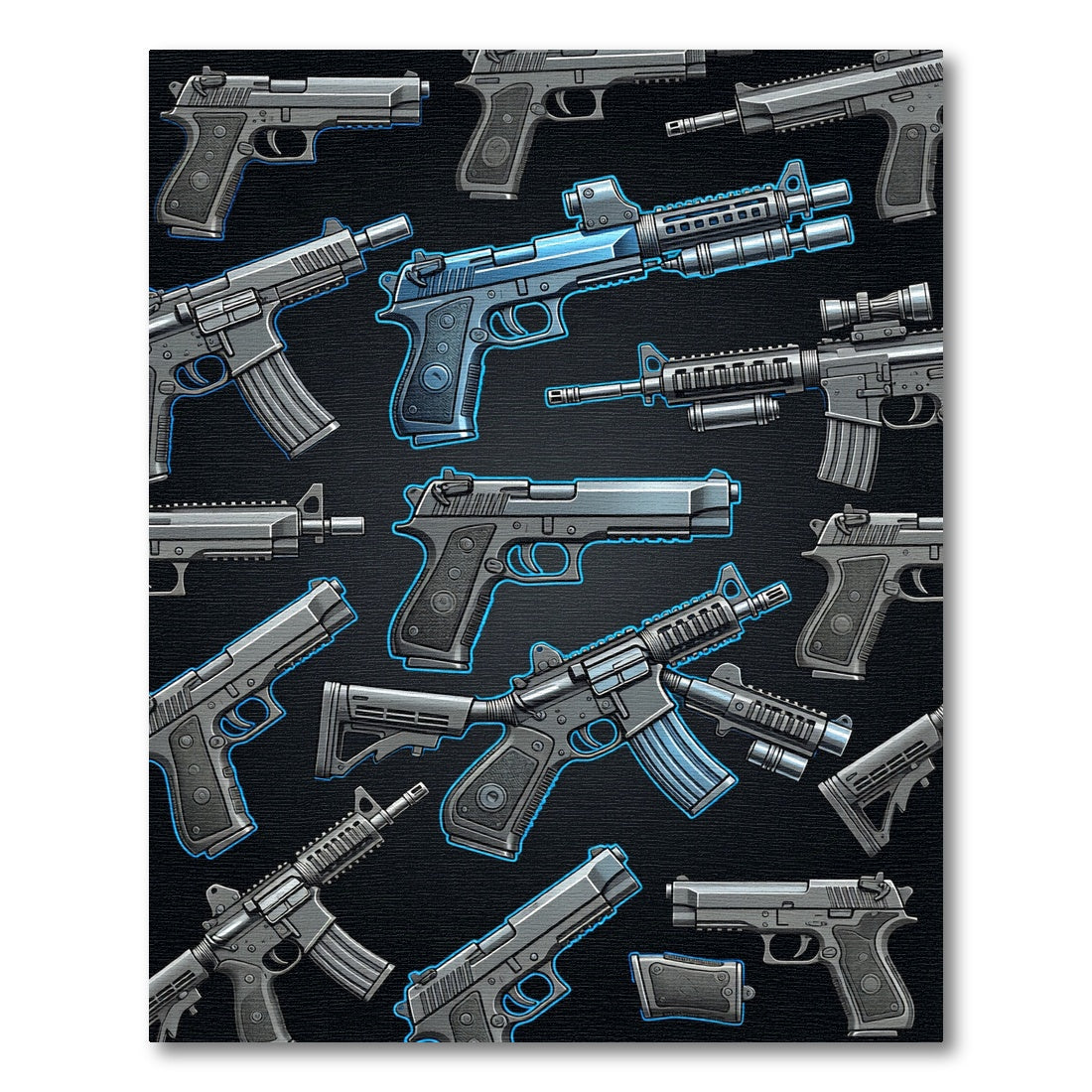 Edgy Tactical Firearm Graphic Arrangement Rug