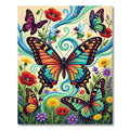 Whimsical Vibrant Butterfly Meadow Garden Rug