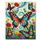 Whimsical Vibrant Butterfly Meadow Garden Rug