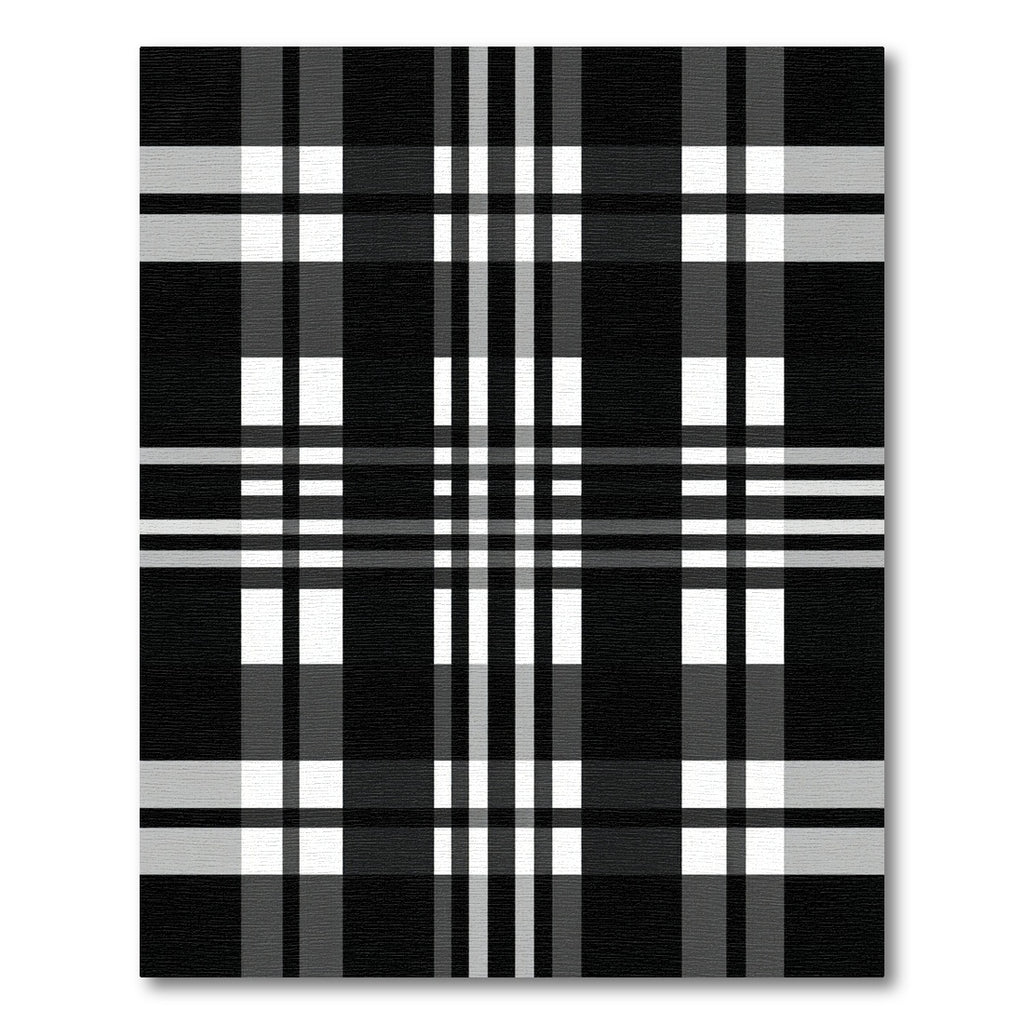 Classic Black White Plaid Stripes Rug