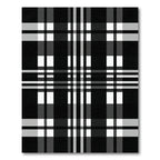 Classic Black White Plaid Stripes Rug