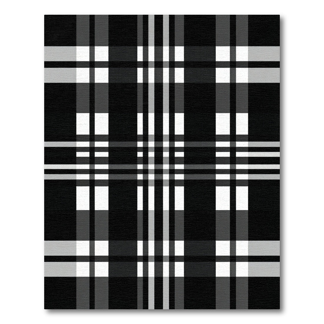 Classic Black White Plaid Stripes Rug