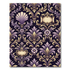 Ornate Purple Gold Damask Scroll Rug