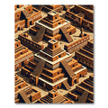 Terracotta Isometric Ziggurat Geometric Earth Rug