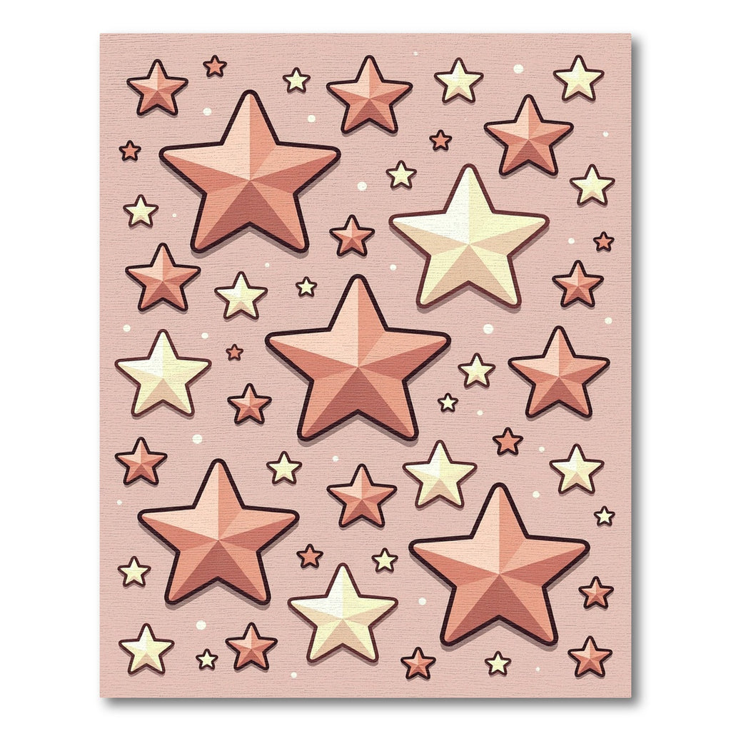 Rose Gold Star Scattered Background Rug