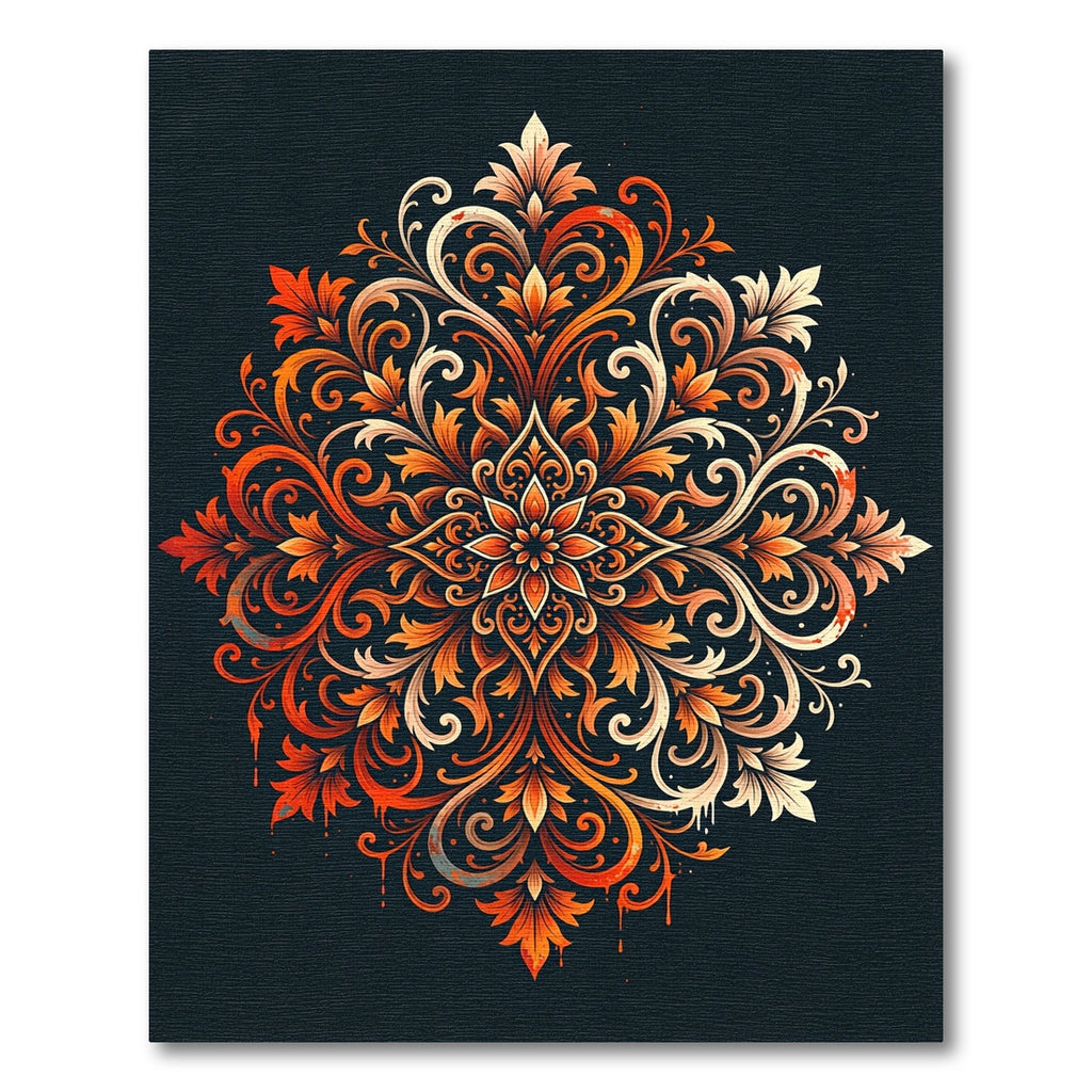 Ornate Amber Floral Medallion Rug