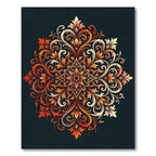 Ornate Amber Floral Medallion Rug