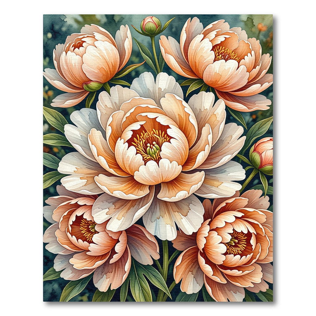 Peachy Coral Floral Blossom Cluster Rug