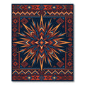 Bold Geometric Sunburst With Tribal Border Rug