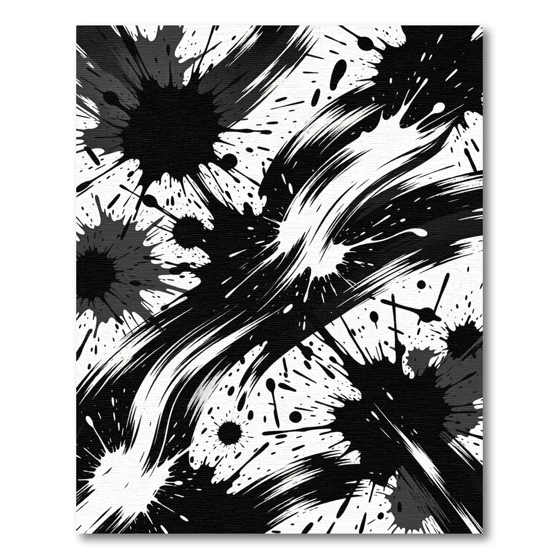 Dynamic Black and White Ink Splash Rug