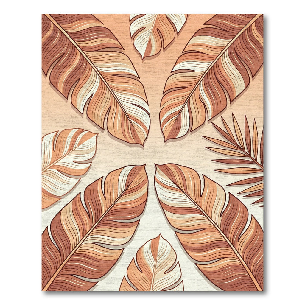 Earthy Tone Layered Feather Cascade Rug