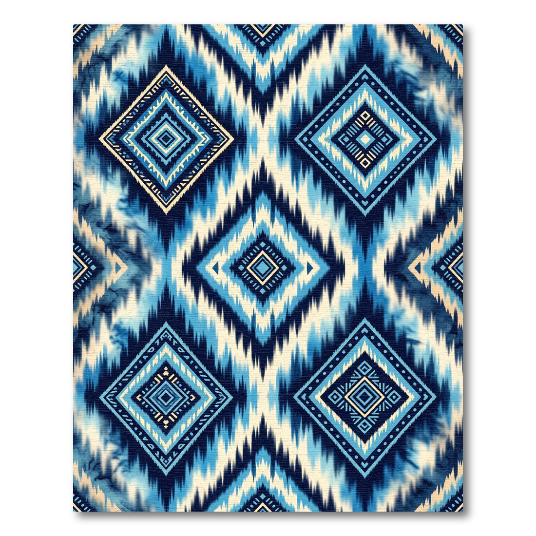 Deep Blue Diamond Tribal Diamond Rug