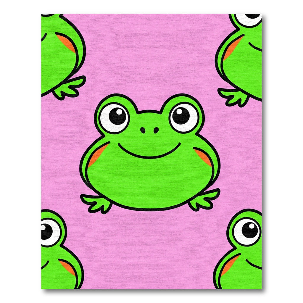Pink Froggy Friends Repeating Illustration Rug