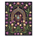Elegant Floral Arch with Hanging Lanterns Rug