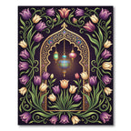 Elegant Floral Arch with Hanging Lanterns Rug