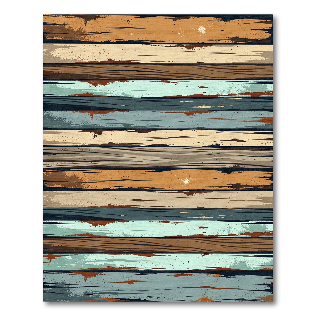 Distressed Wood Stripe Multicolor Shabby Rug