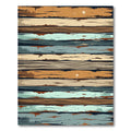 Distressed Wood Stripe Multicolor Shabby Rug