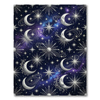 Celestial Silver Moon and Starry Night Rug
