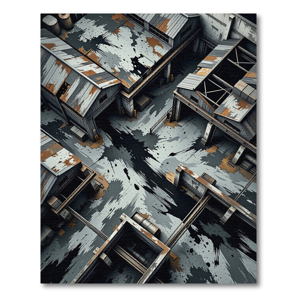 Industrial Monochrome Distressed Urban Grunge Rug