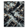 Industrial Monochrome Distressed Urban Grunge Rug