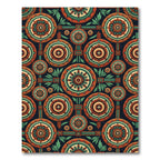Circular Terra Cotta Geometric Aztec Medallion Rug