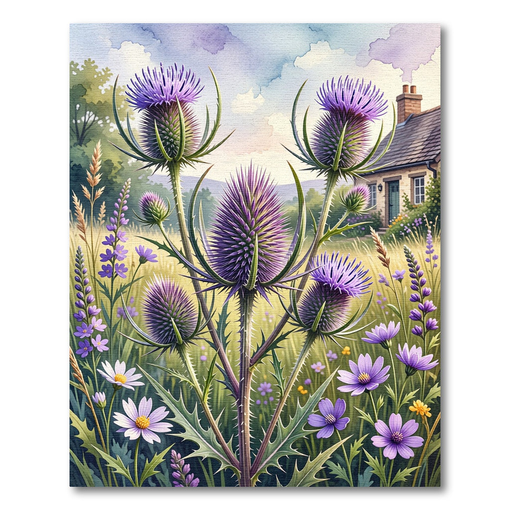 Vibrant Purple Thistle Wildflower Meadow Rug