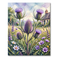 Vibrant Purple Thistle Wildflower Meadow Rug
