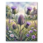 Vibrant Purple Thistle Wildflower Meadow Rug