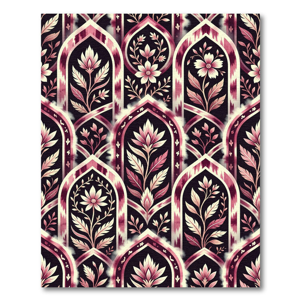 Ornate Pink Floral Archway Botanical Rug