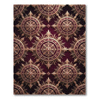 Rich Burgundy Gold Medallion Sunburst Rug