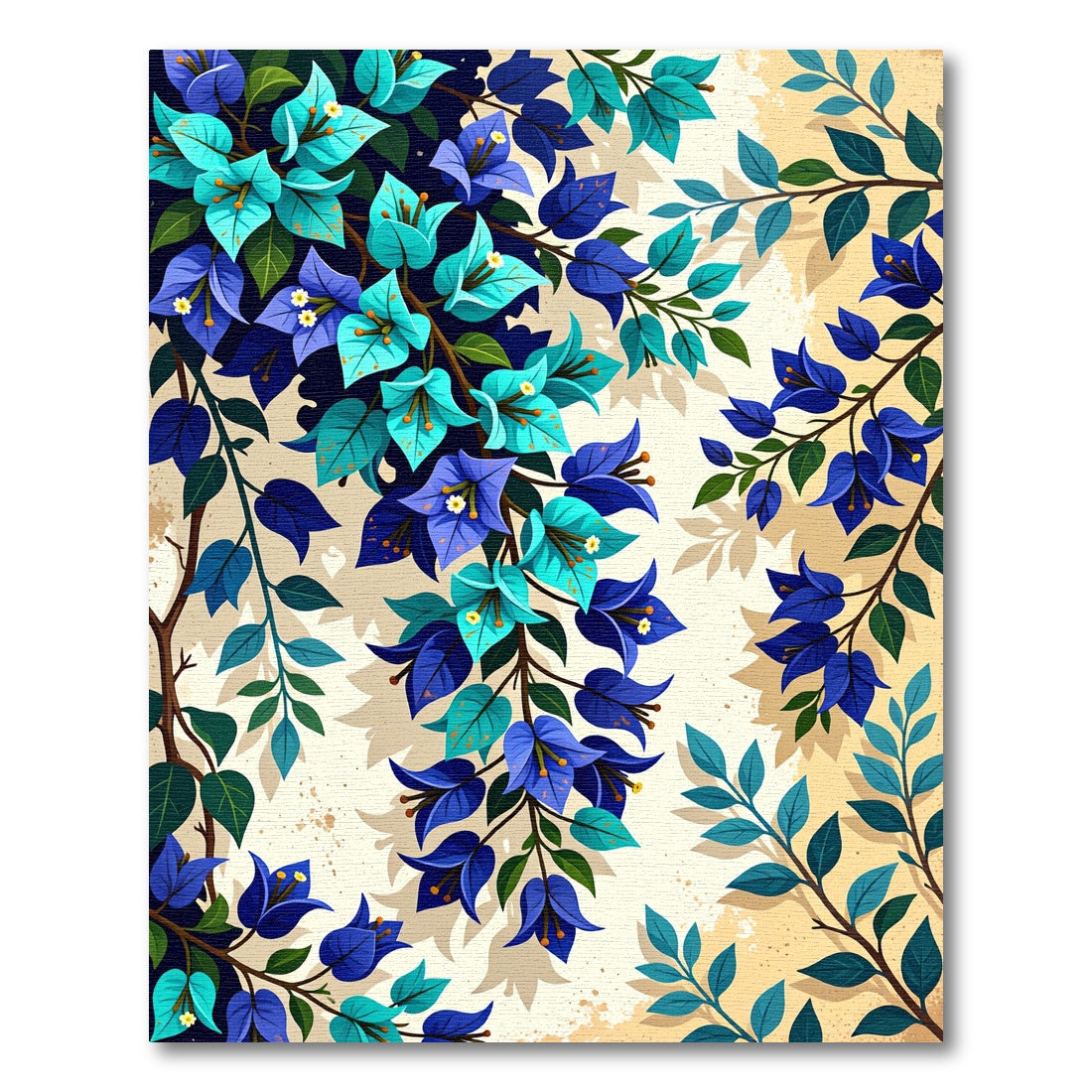 Vibrant Blue Bougainvillea Floral Art Rug
