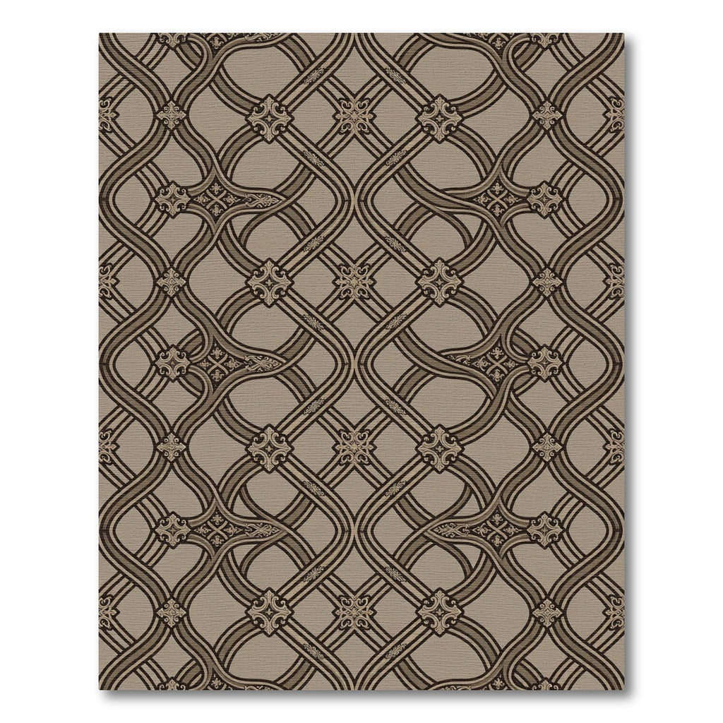 Brown Intertwined Geometric Trellis Rug